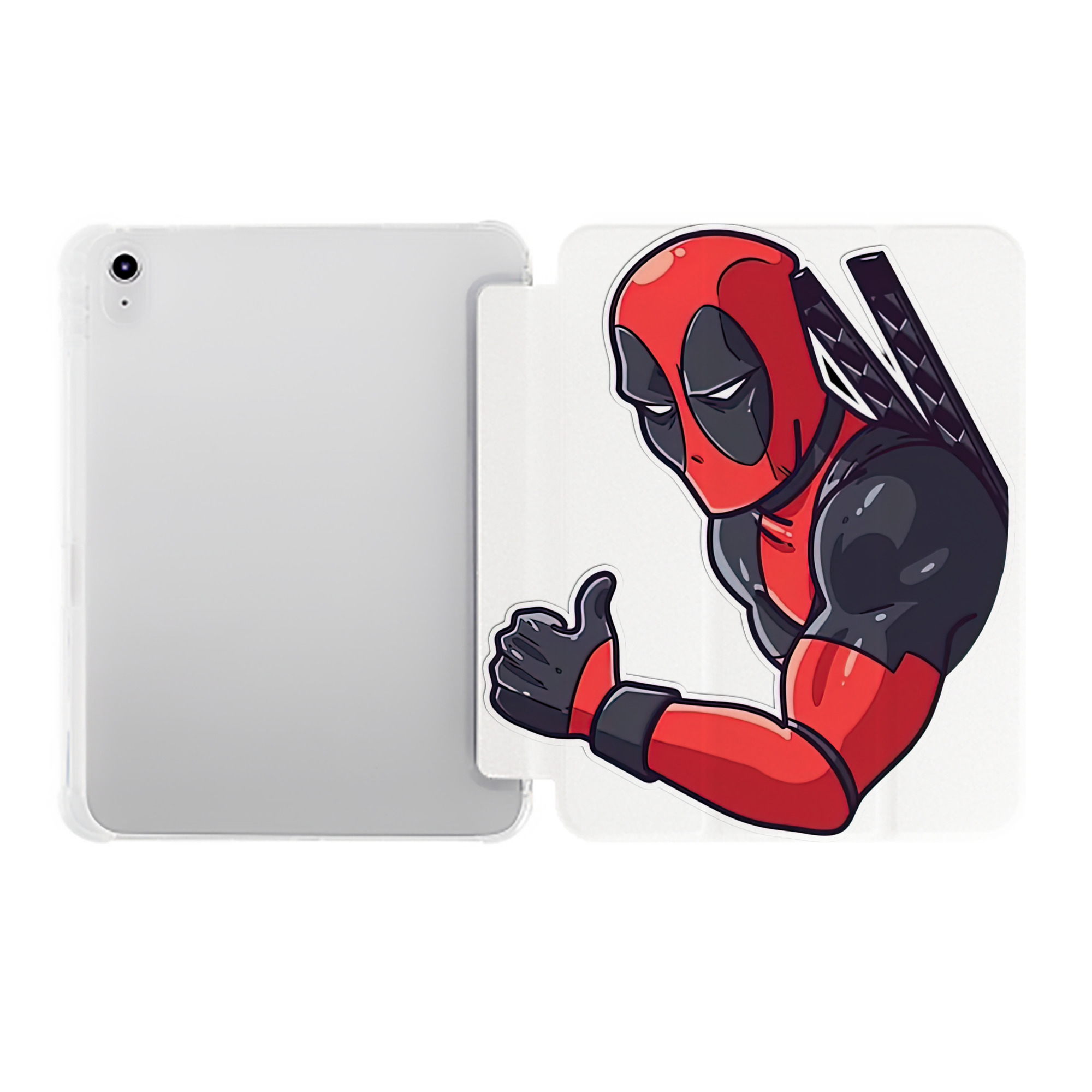 （画像用） Deadpool デッドプール IPad ケース ペン収納付き 三つ折りスタンド PUレザー×シリコン 対応機種9.5/10.5/10.9インチ